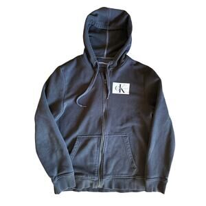 Calvin Klein Large Black Hoodie Full Zip Sweat Jacket